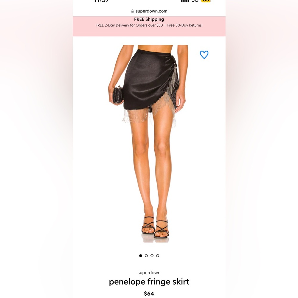Superdown Penelope fringe skirt in Black. Size M